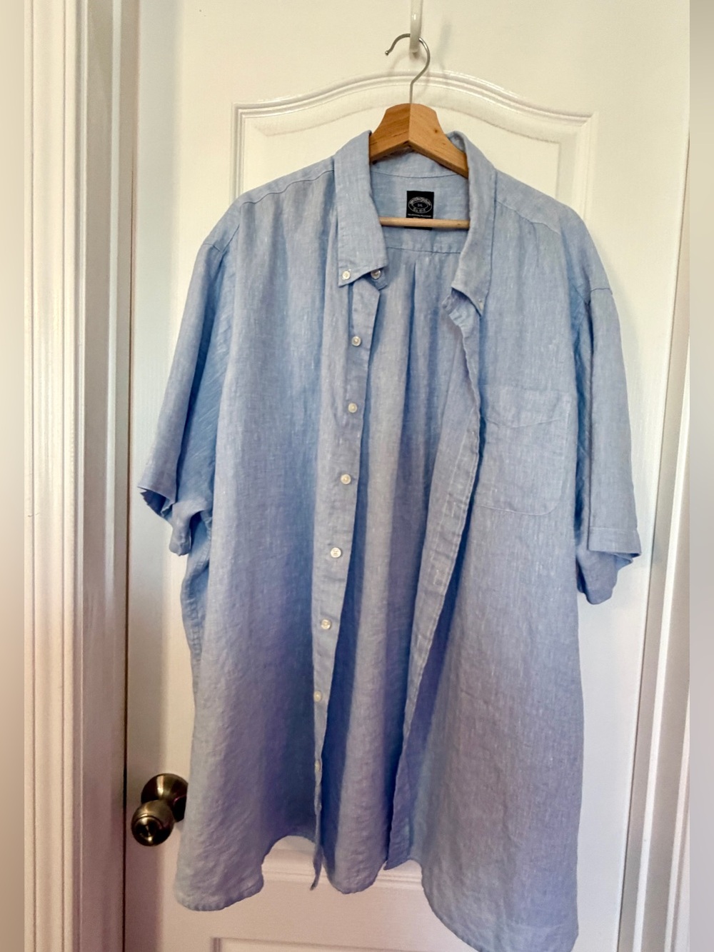 Brooks Brothers Light Blue Linen Polo Shirt Tag View